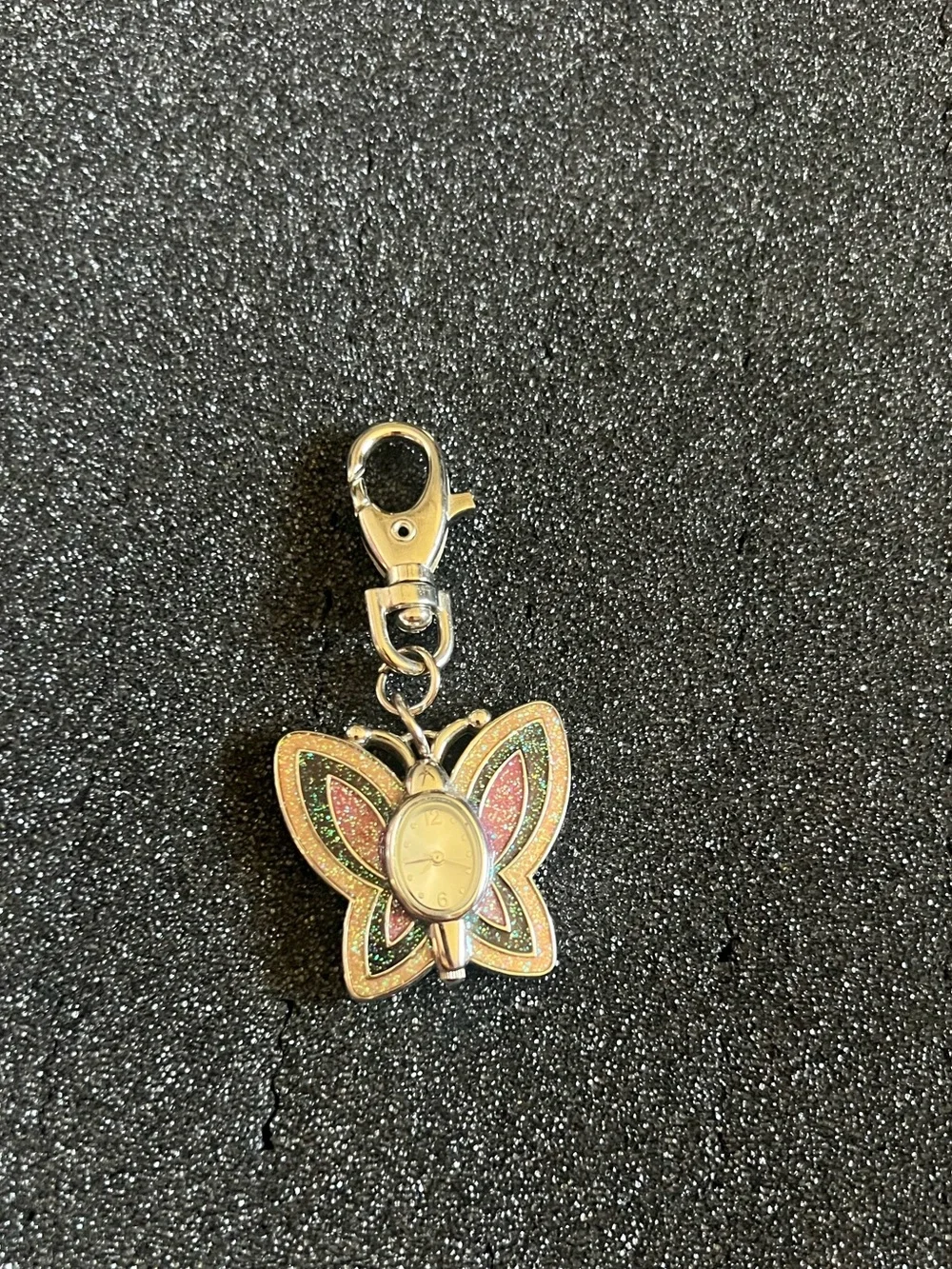 Silver tone Clip On Butterfly Watch Charm